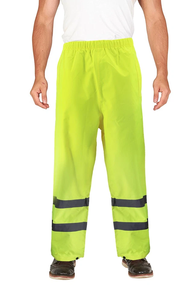Pantalones de trabajo de seguridad resistentes al agua reflectantes de neón de alta visibilidad para hombre Foto 1 de 1
