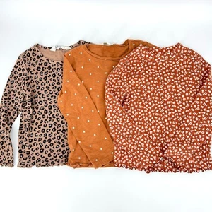 Lot 3 Girl's Fall Long Sleeve Shirts Floral Animal Print Dots H&M - Cat & Jack - Picture 1 of 6