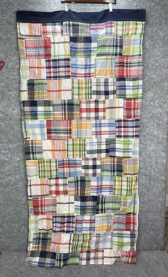 Cortina de panel único Pottery Barn Kids Madras a cuadros retazos apagón 68x68 Foto 1 de 4