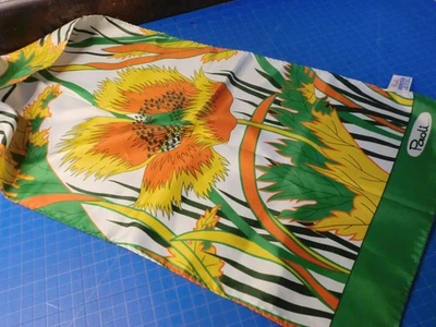Paoli Bufanda Cuello Largo 44 x 13 Hecho en Japón De Colección Verde Brillante, Naranja, Amarillo Floral Foto 1 de 4