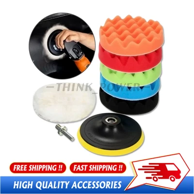7x 7 Inch Polishing Waxing Pad Sponge Buff Buffing Kit Set For Car Polisher - Image 1 of 4