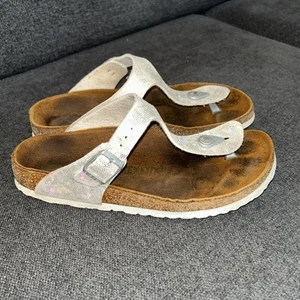 Birkenstock GIZEH Damen Pantoletten!Weiss Glitzer Gr.39 Gute gebrauchte Zustand - Bild 1 von 9