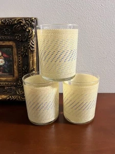 Set of 3 vintage Culver drinking glass lattice pattern ( Blue and Yellow ) 4”H - Picture 1 of 7