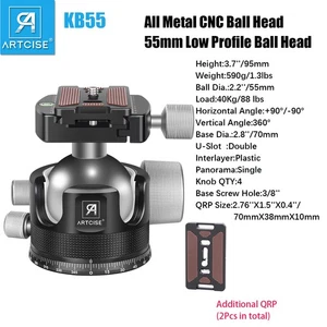 55MM Low Profile Ball Head Heavy Duty Tripod Head All Metal CNC Head 88lbs /40kg - Imagen 1 de 10