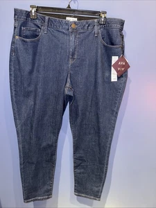 Womens 20W Jeans, Mid Rise Skinny Dark Wash Stretch AVA VIV NWT 40 X 29 - Picture 1 of 5