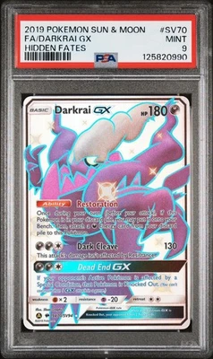 2019 Pokemon Hidden Fates Shiny Full Art Darkrai GX SV70 Graded PSA 9 - Image 1 of 2