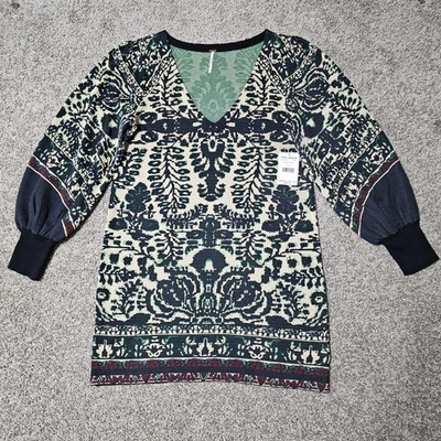 Nuevo con etiquetas Suéter Free People Música y Letras Mini Vestido Talla Grande Manga Globo  Foto 1 de 4