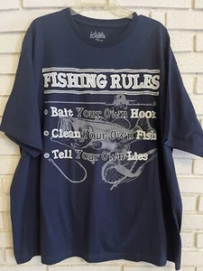 FISHING RULES Herren T-Shirt Navy Blau Größe 2XLT Kurzarm Neu ohne Etikett - Bild 1 von 5