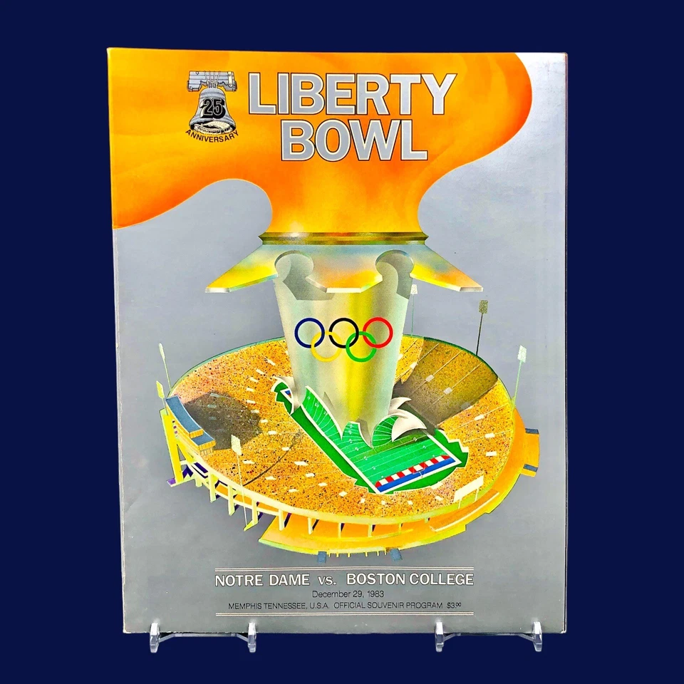 Notre Dame vs Boston College 1983 Liberty Bowl Football Program Doug Flutie MVP - Image 1 of 4