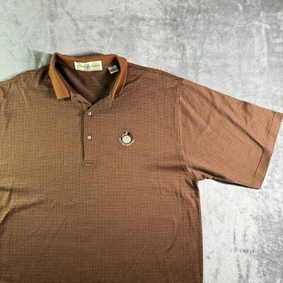 Camisa polo de golf Fairway & Greene marrón a cuadros Butler National Embro para hombre XL Foto 1 de 4