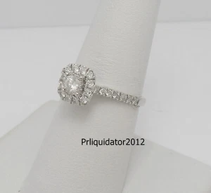 3/4CT Natural Diamond Halo Frame Engagement Wedding Bridal Ring 10K White Gold - Picture 1 of 12
