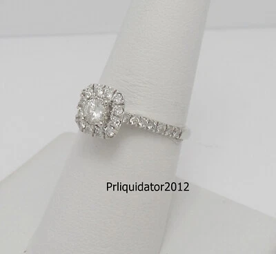 3/4CT Natural Diamond Halo Engagement Wedding Bridal Ring 10K White Gold Band - Image 1 of 4