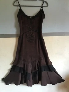 KAREN MILLEN Womens Mermaid Dress 10 layered hem, lace detail 47" long in silk - Picture 1 of 4
