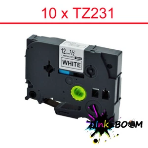 10 etiquetas con cinta Brother TZ-231 TZe-231 P-Touch negra sobre blanca 12 mm x 8 m - Imagen 1 de 1
