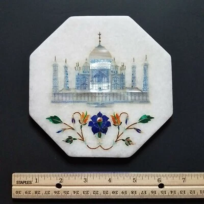 Taj Mahal Marble Inlay Wall Tile Semi Precious Floral Art Home Decor Interior - Image 1 of 4
