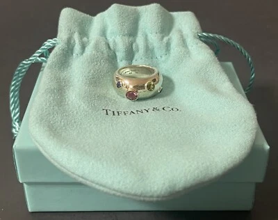 Anillo Tiffany 925 y 18K Etoile 2001 original tamaño 4 caja bolsa Foto 1 de 4