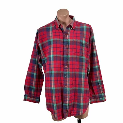 Vintage EMS Shirt Mens Large Grunge Flannel Eastern Mountain Sports Red Plaid XL - Image 1 of 4
