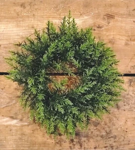 Christmas Pillar Candle Ring Cedar Artificial Greenery 4.25" inner dia Wreath - Picture 1 of 6