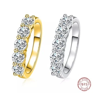 2ct Ring Eternity Diamond Test Pass Round Lab-Created VVS1/D/Excellent US:4 - Picture 1 of 3