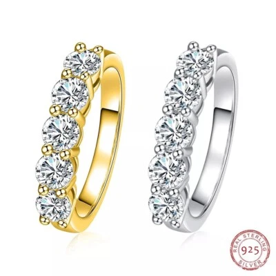 2ct Ring Eternity Diamond Test Pass Round Lab-Created VVS1/D/Excellent US:6.5 - Image 1 of 3