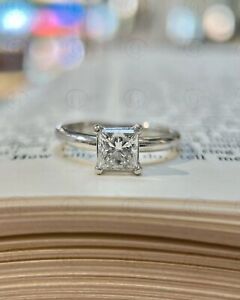 1.10Ct Princess Cut E/VVS1 Lab Grown Diamond 14K White Gold Wedding Ring For Her