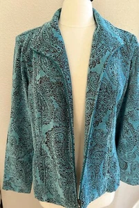 Dressbarn Teal Jacket Zip Front, Two pockets Teal and Black Great Color! - Picture 1 of 9