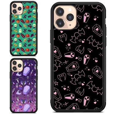 Funda Amigable Para iPhone SE4 16E 12 13 14 15 16 Pro Max Halloween Ataúd Murciélago Arte Foto 1 de 4