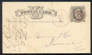 1880 MARSHALLVILLE, GA en rojo en tarjeta de 1¢, cancelación sin listar, en muy buen estado - Imagen 1 de 1