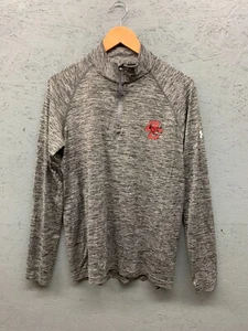 Under Armour Mens Quarter Zip Pullover Medium Gray HeatGear Loose Fit BC Logo - Picture 1 of 10