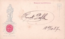 HYNEK PALLA Composer & Early Sokol Proponent autographed card, 1887