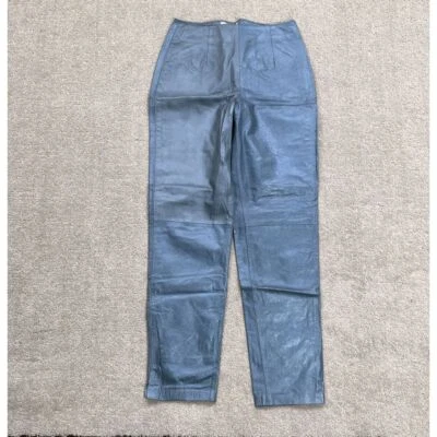 David Benjamin Pant Women 6 Pearlescent Icy Blue Leather Biker Moto Party Taper - Image 1 of 4