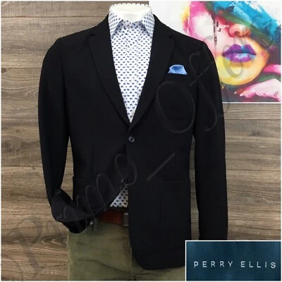 Perry Ellis Mens Blazer Sport Coat Two Button Casual Jacket Size 44R Slim Suit - Image 1 of 4
