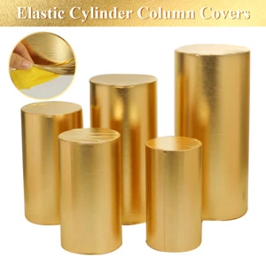1pcs Gold Cover For Round Plinth Cylinder Pedestal Wedding Flower Display Stand - Picture 1 of 11