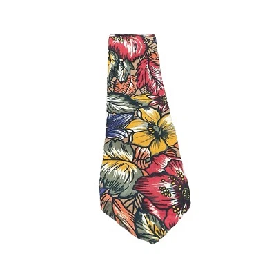Corbata LA SCALA Collezione Flor Brillante Seda Italia 3.75”x56” Tropical Otoño Foto 1 de 4