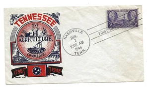 1946 Tennessee 150th Anniversary FDC Cover-Nashville-Agriculture-Ken Boll Artist - Bild 1 von 2