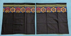 STUNNING PAIR OF BLACK CUSHION COVERS WITH COLOURFUL FLOWER EMBROIDERY 44 CM - Picture 1 of 5