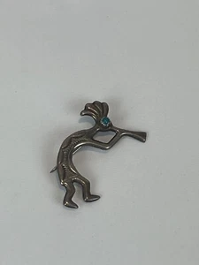 Vintage 925 Sterling Silver Turquoise Southwest Kokopelli Pendant - Picture 1 of 5