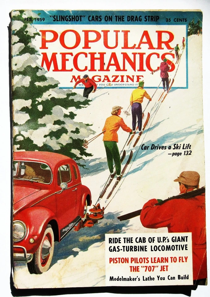 Popular Mechanics 1959 February Magazine VF- Grade Skiing - Image 1 of 2