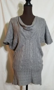 Zara Knit Gray Short Sleeve V Neck Sweater Top Medium #PB8 - Picture 1 of 6