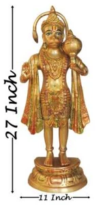 Brass Lord Hanuman Ji Statue Bajrangbali Mahabir Idol Hindu Deity Sculpture 27" - Picture 1 of 3