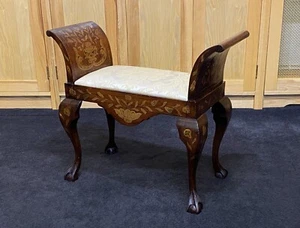 TABURETE PIANO ASIENTO VENTANA MADERA FRUTAL MARQUETERÍA FLORAL HOLANDESA SIGLO XIX BUENA CALIDAD - Imagen 1 de 17