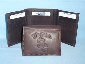 USC Southern California TROJANS   Leather TriFold Wallet    NEW    dkbr 3  m1 - Picture 1 of 4