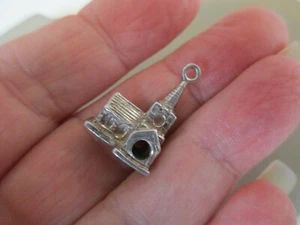 VINTAGE STERLING SILVER LARGE NO STANHOPE MISSING PEEP CHURCH FOB CHARM PENDANT - Picture 1 of 2