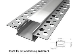 2x LED Aluminium Profil Unterputz Leiste Rigips Trockenbau 1M für LED NEW - Bild 1 von 11