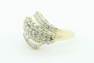 Estate Sale 14k Yellow Gold 1.10ct Diamond Cluster Ring Size 9 Cocktail Wedding - Image 1 of 4