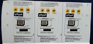 3x Giffgaff UK GB +44 SIM Card 3 in 1 Nano Micro Standard £5 BONUS CREDIT - Picture 1 of 7