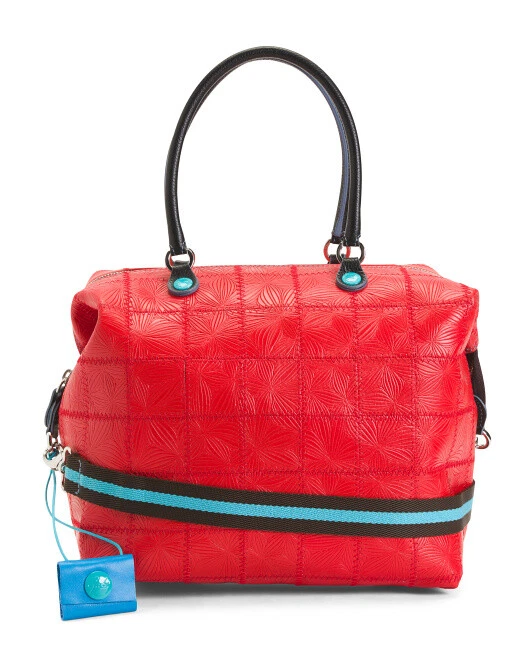 GABS ITALY GENUINE PATCHWORK LEATHER LARGE TOTE SHOULDER BAG RED NEW AUTHENTIC  - Image 1 of 1