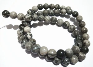 1filo/60pz perline pietre dure in diaspro picasso naturale 6mm bijoux - Foto 1 di 1
