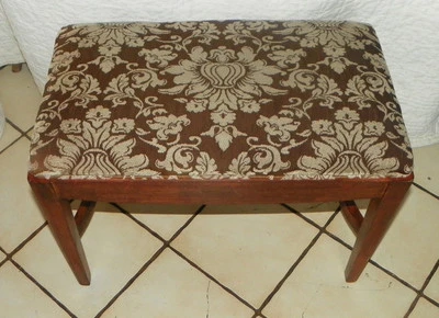 Banco de entrada de tocador de caoba Mid Century - impresión marrón (VB-53) Foto 1 de 4