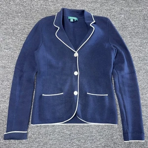 Vintage Lauren Ralph Lauren Strick Blazer Cardigan Jacke Pullover Damen Gr. S Blau - Bild 1 von 6
